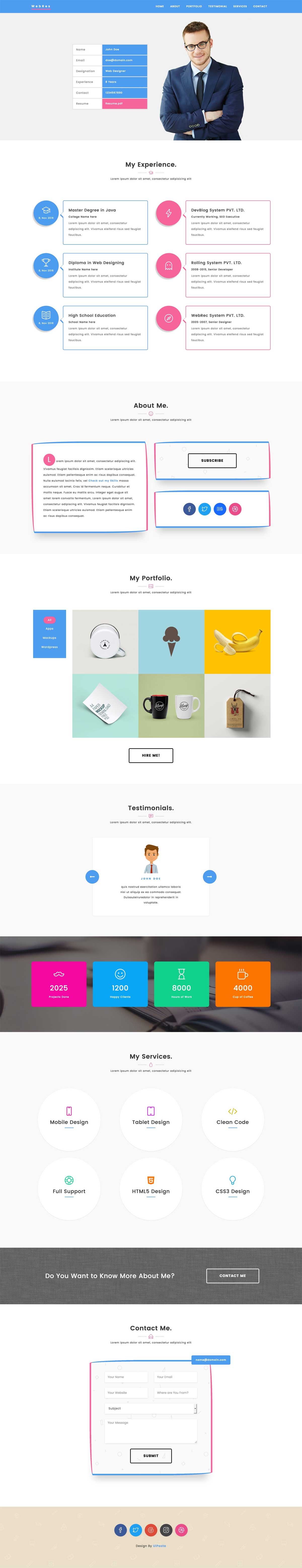 WebRes Creative Resume – Free One Page HTML Template