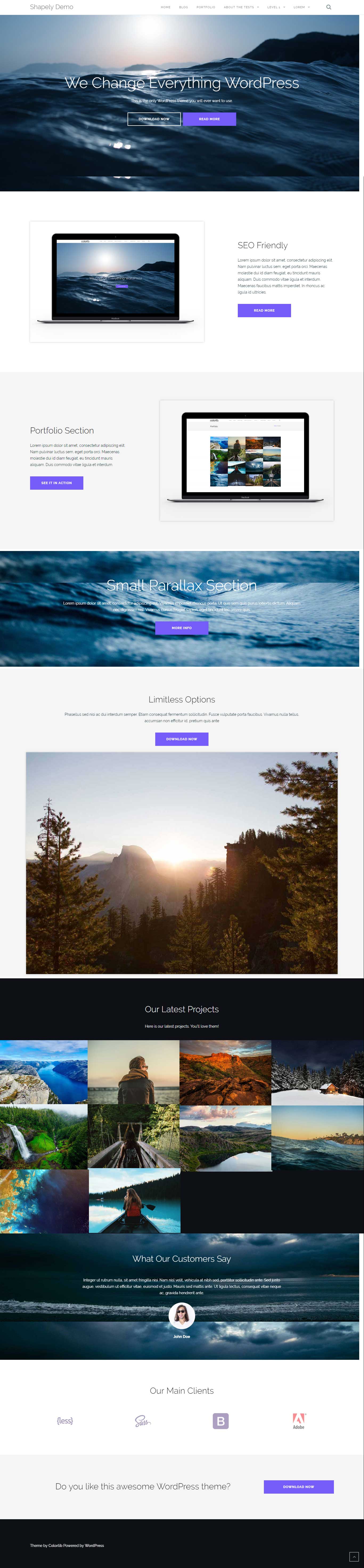 Shapely – One Page WordPress Theme Free Download