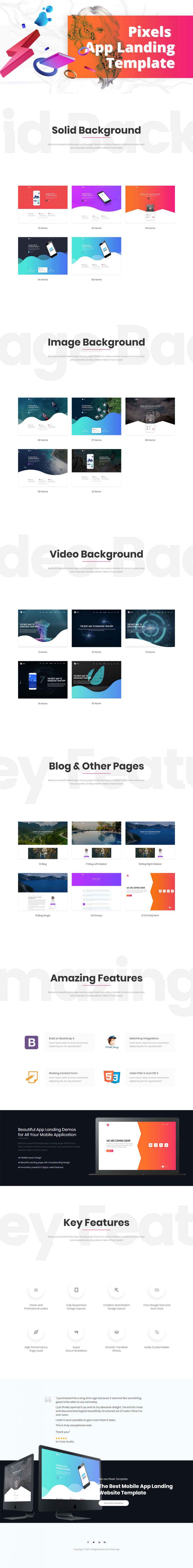 Pixels - Responsive Creative App Landing HTML5 Template - Template Drive