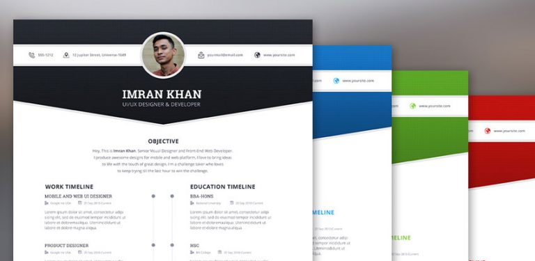 FREE Resume Template PSD (4 Color) - Template Drive